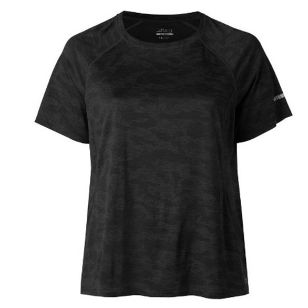 BCG Training Plus Running Shirt Womens 1X Black Camo Jacquard Reflective Tee New